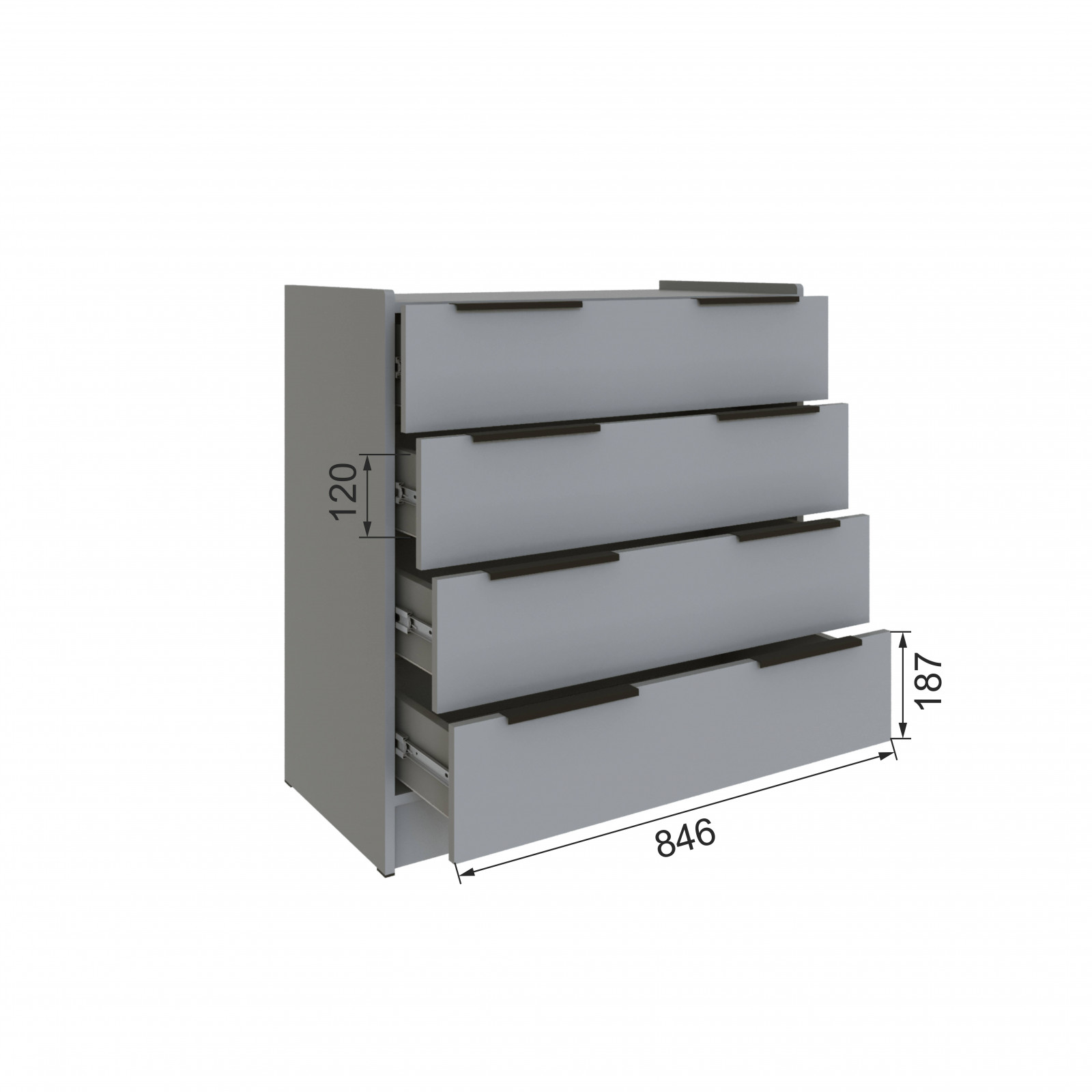 Комод Мадрид (0,85), Камень серый