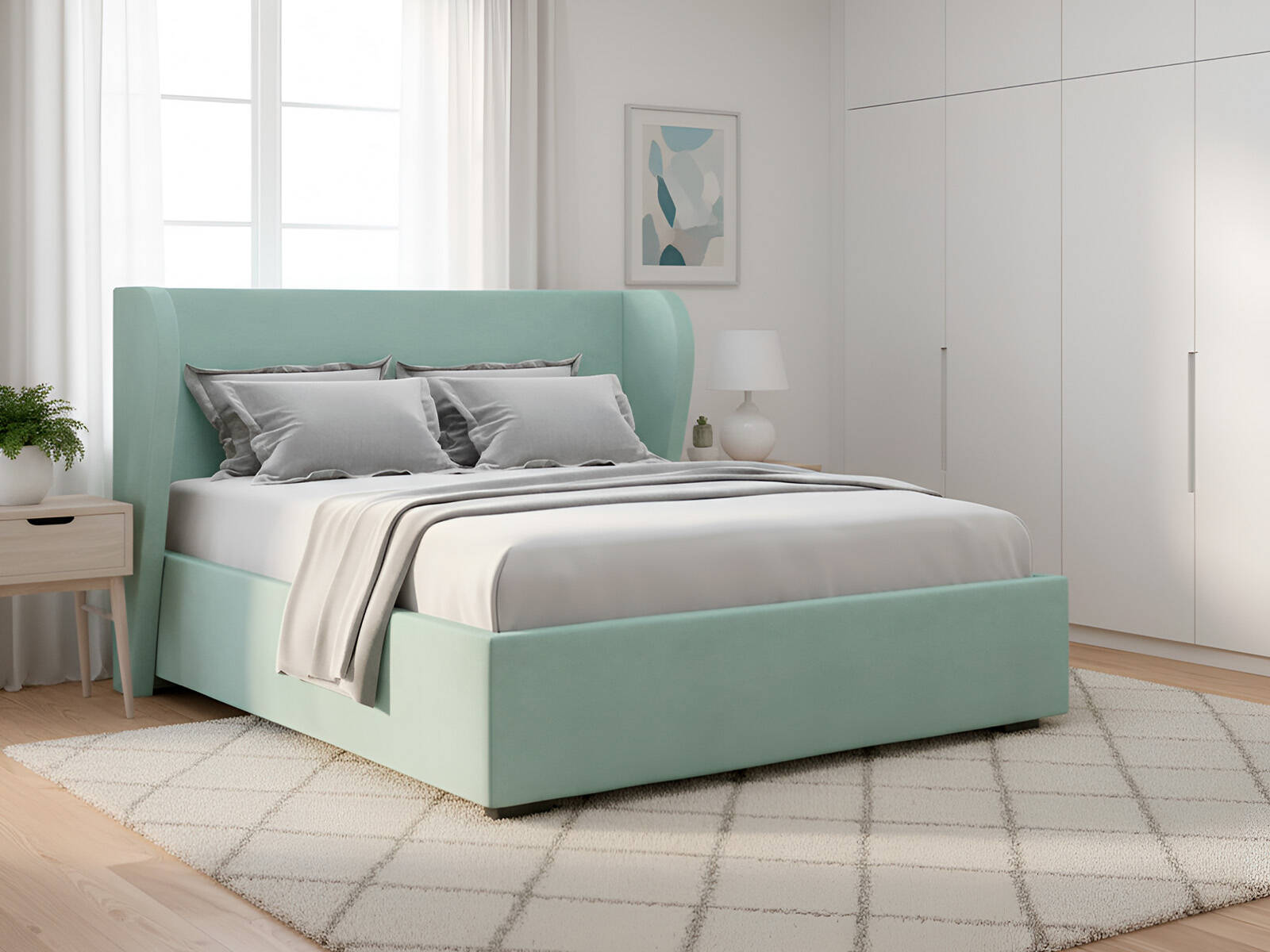 Кровать Агат Tenno с подъемным механизмом, Кровати Агат, мягкие, современный стиль, с ящиками, серый