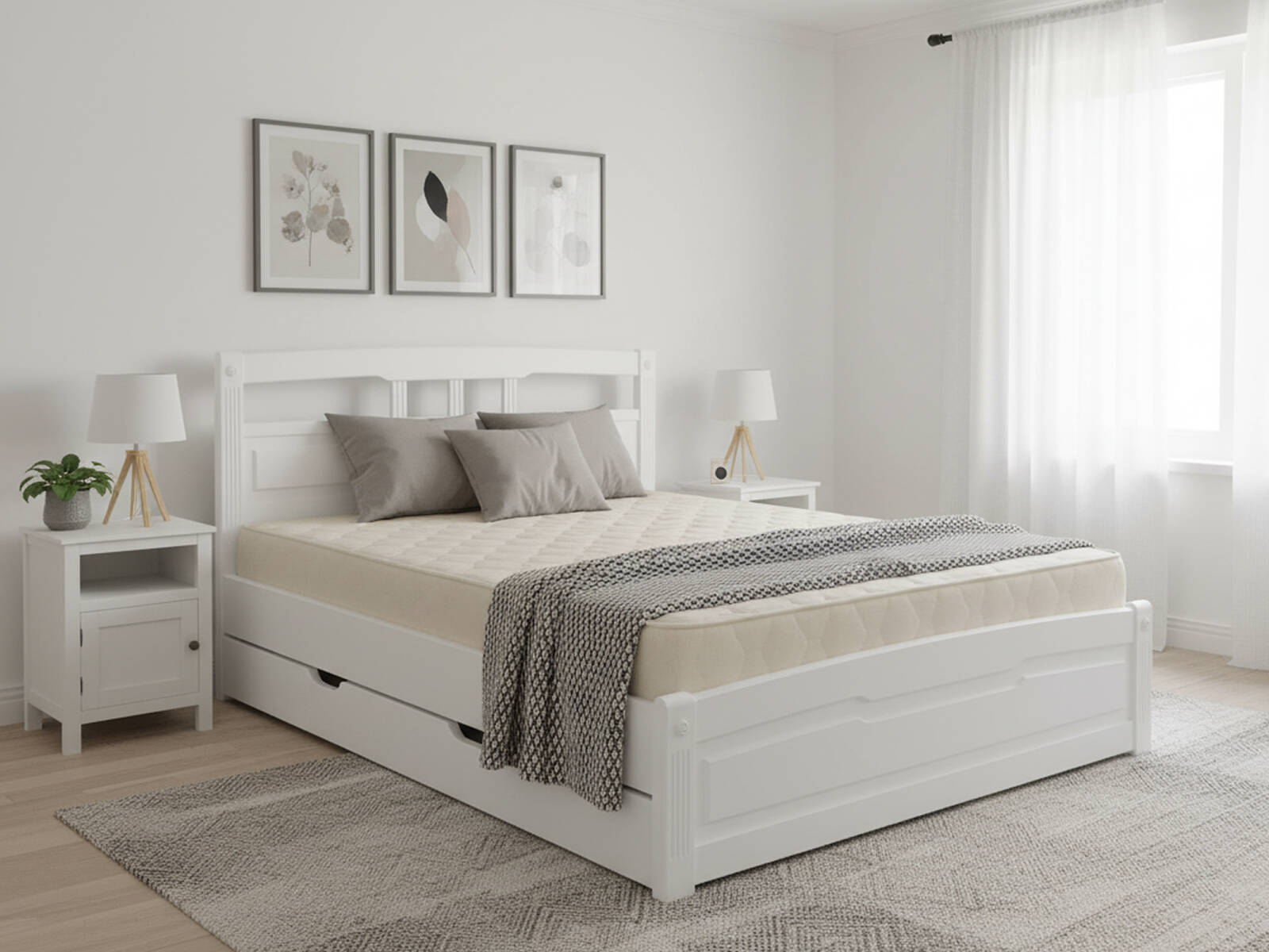 Кровать Альянс XXI век Флирт 2 с ящиками, Кровати Альянс XXI век, деревянные, прованс, с ящиками, белый