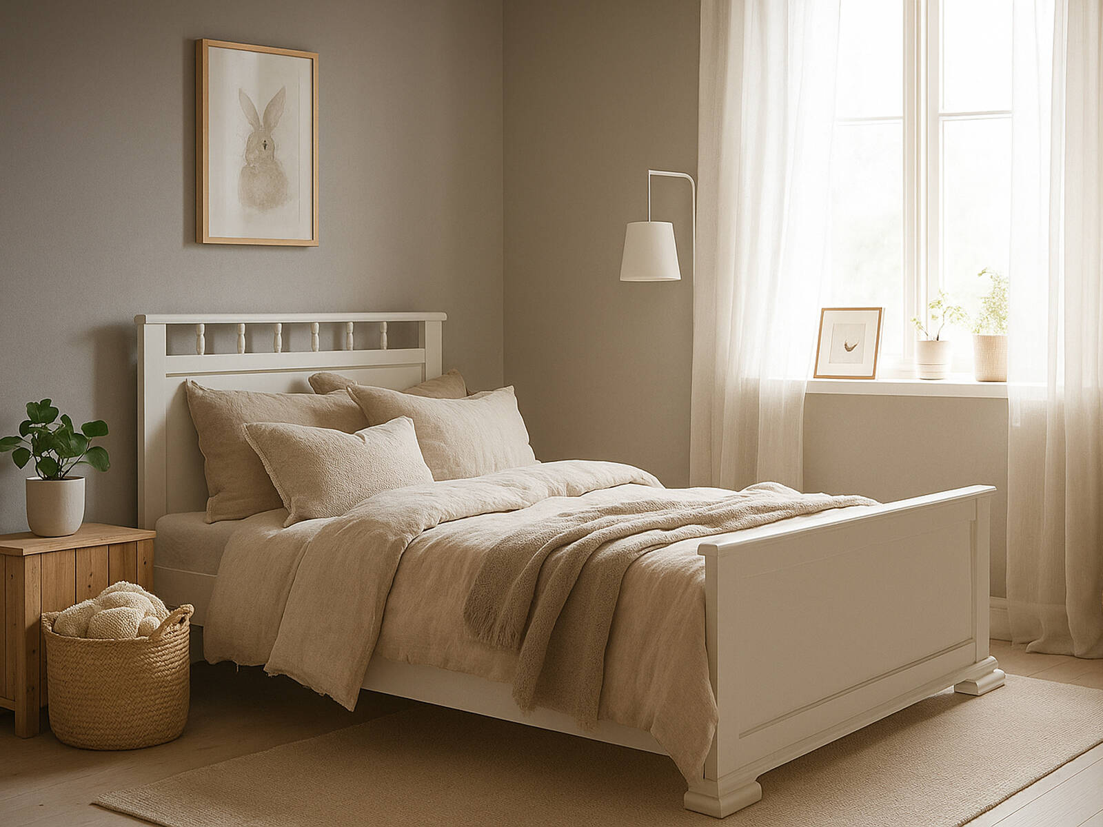 Кровать Велес-Арт Казанова в светлом цвете, уютная спальня в скандинавском стиле