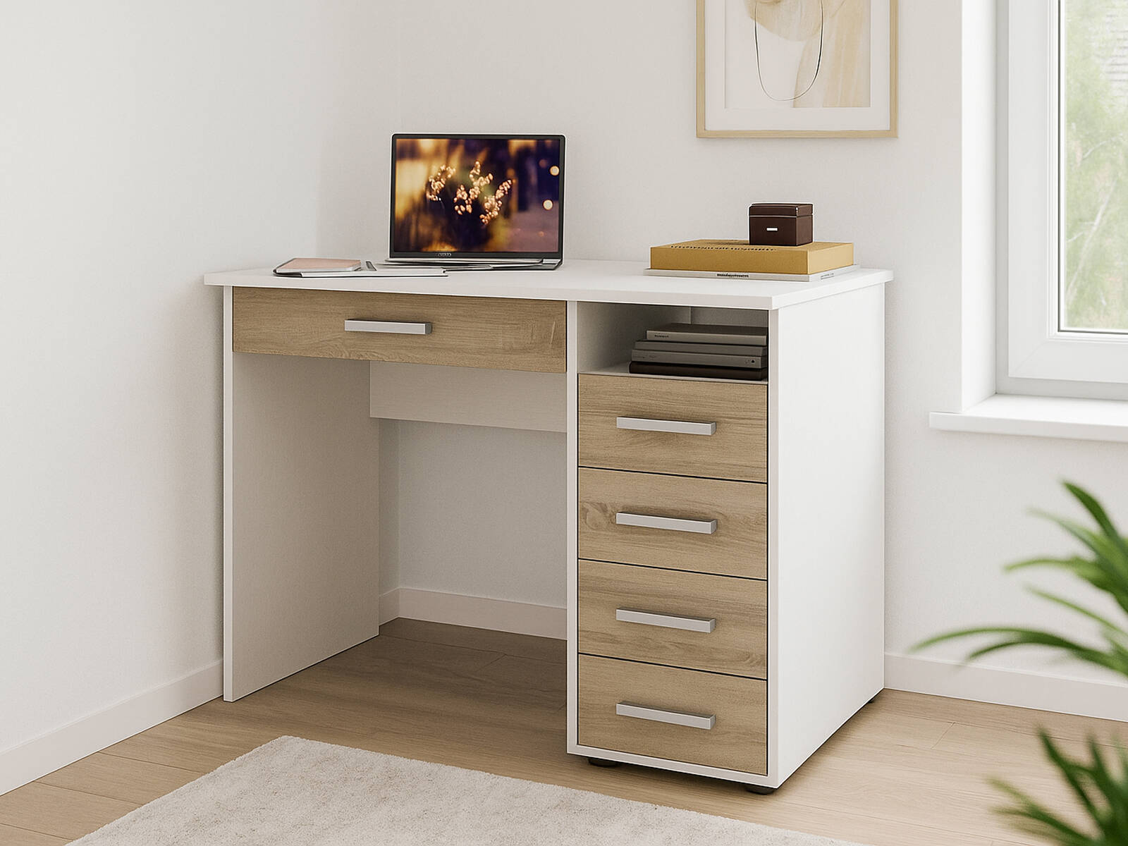 Стол ВМФ Остин-3Я письменный, Столы письменные ВМФ, современный стиль, с ящиками, белый