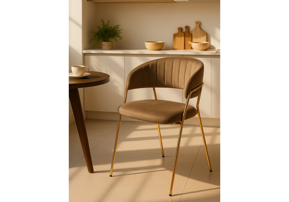 Стул на металлокаркасе Kamelia cappuccino / gold
