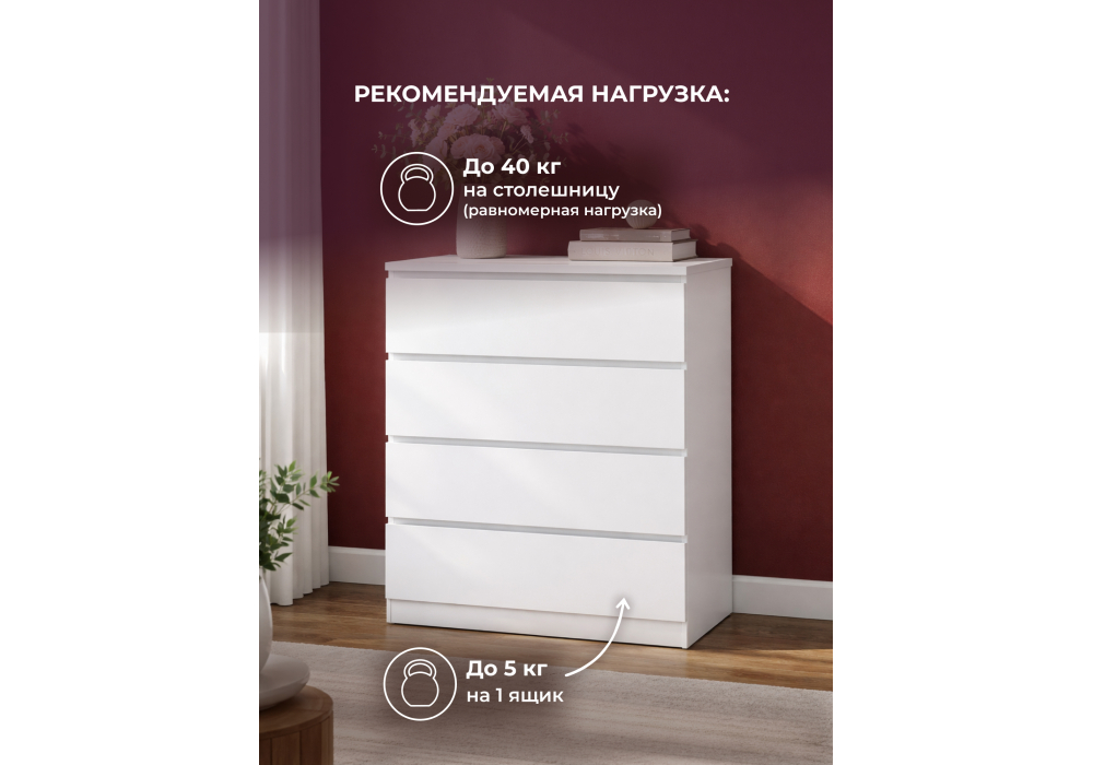 Комод Мадера К4М белый