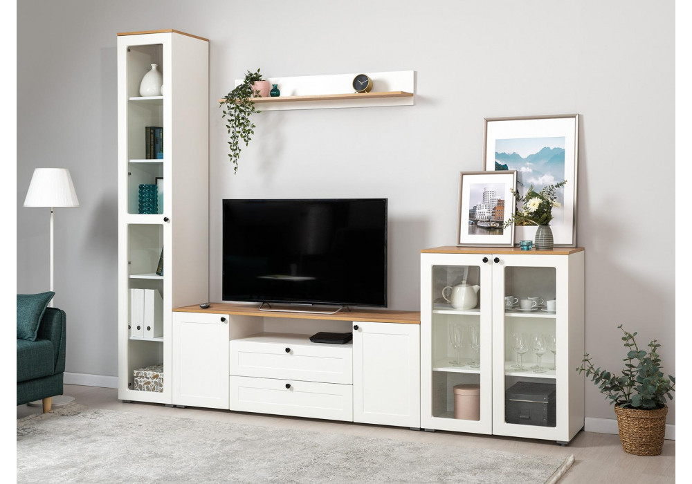 Шкаф Опра 16.394.03 белый PE шагрень / дуб золотой craft