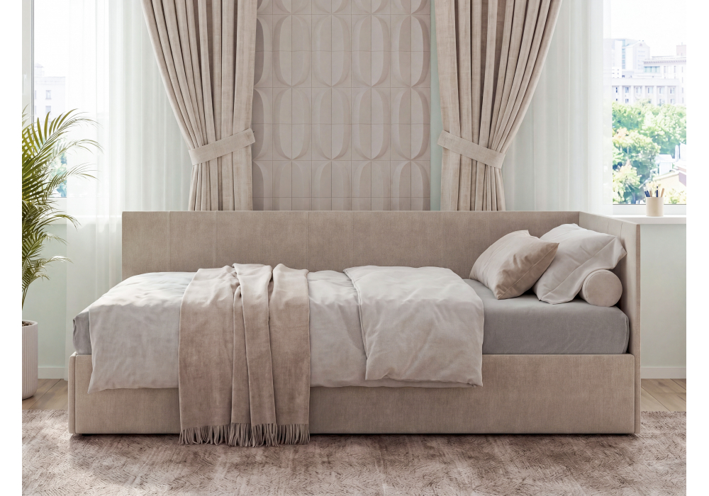 Кровать Woodville Гросато 90x200, бежевая ткань, Кровати Woodville, современный стиль, бежевый