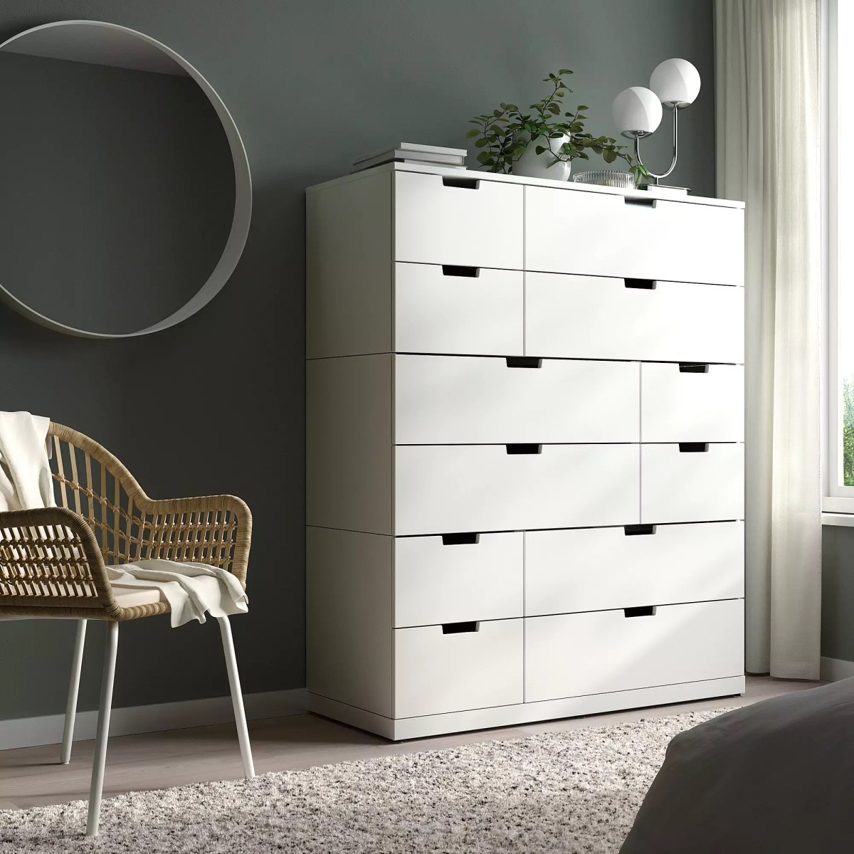 Комод Мегамебель Генри-17, Комоды Мегамебель, современный стиль, скандинавский стиль, с ящиками, белый
