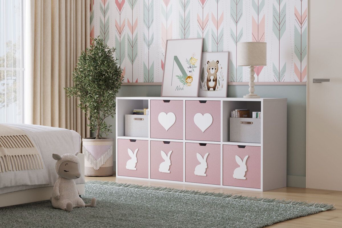 Стеллаж KIDS 4 Розовый Лайт для книг