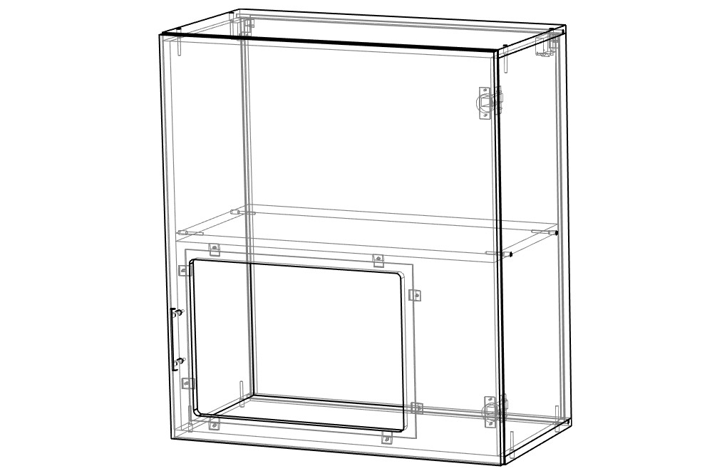 Прозрачная схема навесного шкафа Fiesta Ноктюрн 9 с внутренними полками