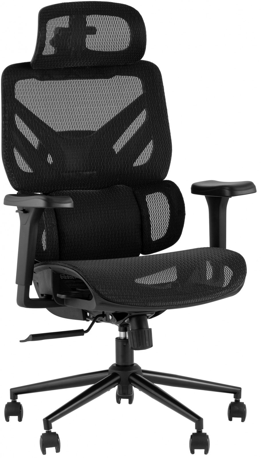 Кресло офисное TopChairs Structo, Черная сетка, Компьютерные кресла TopChairs, металлические, мягкие, современный стиль, черный