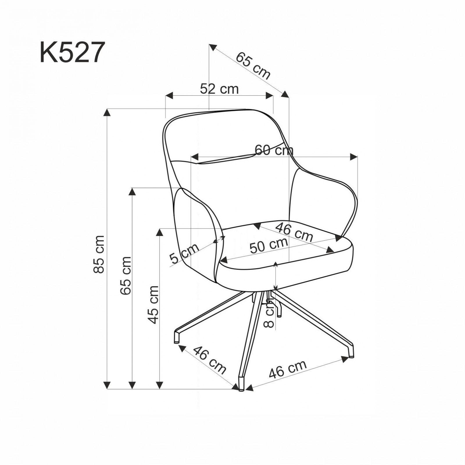 Стул HALMAR K527 серый/черный, поворотный