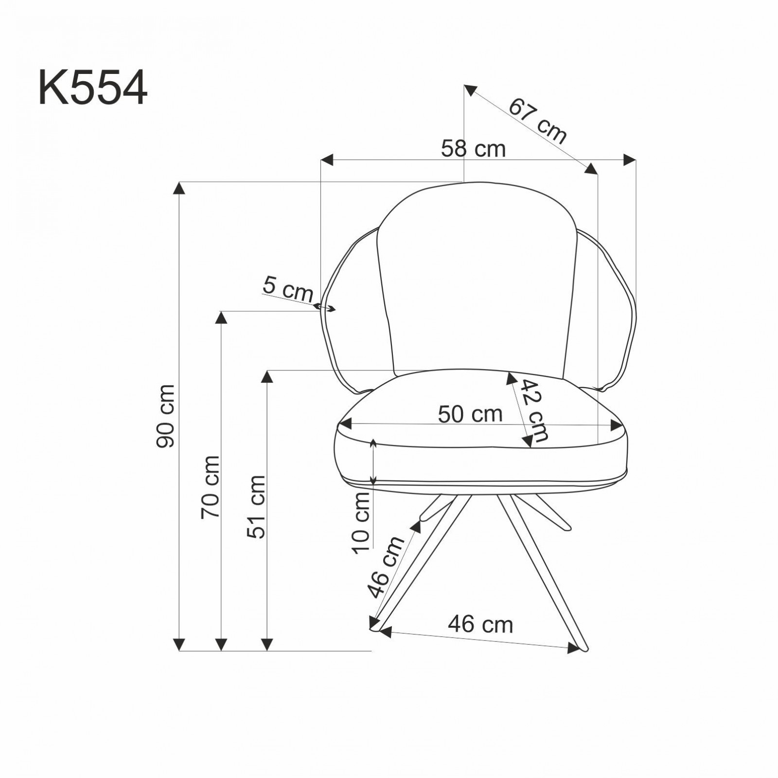 Стул HALMAR K554 коричневый/бежевый/черный, поворотный