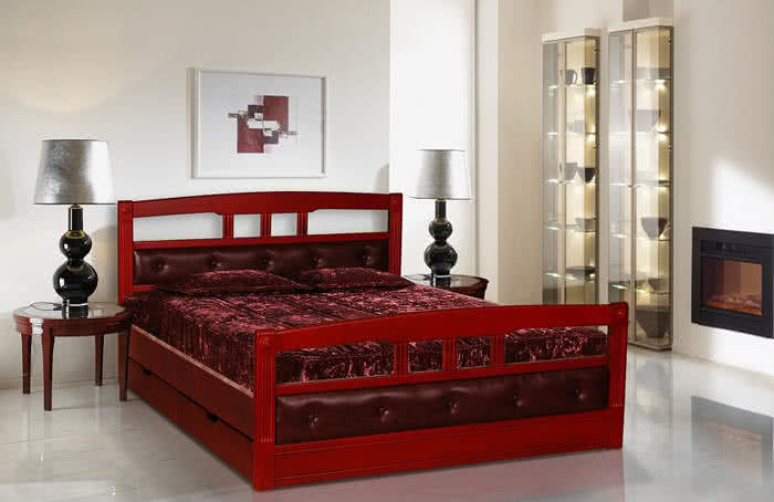 Кожаные двуспальные кровати Альянс XXI век — купить 2-спальную кровать собивкой изголовья из кожи или экокожи — mebHOME