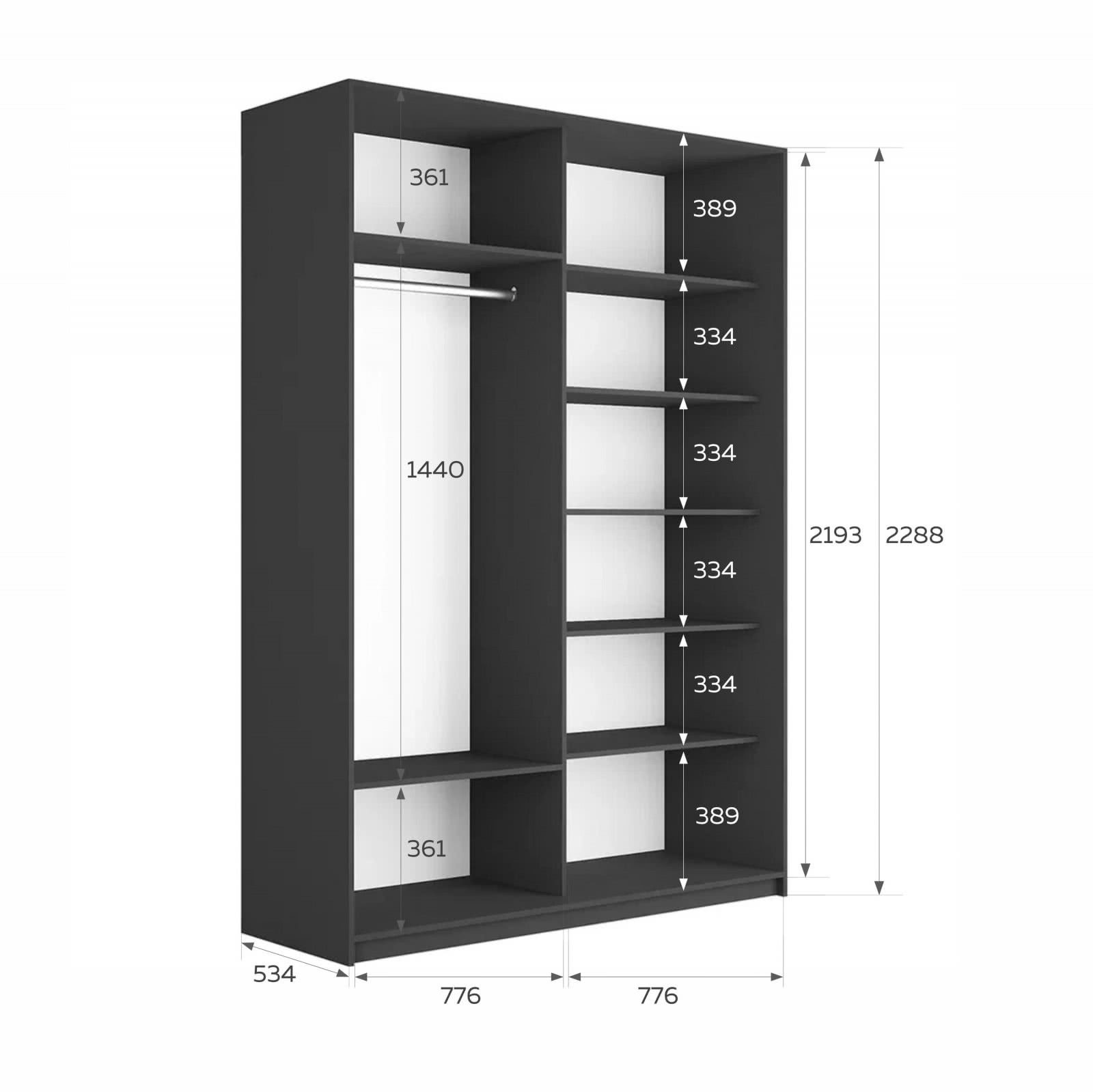 Шкаф купе прайм 120х57х230 см мебельная компания е1