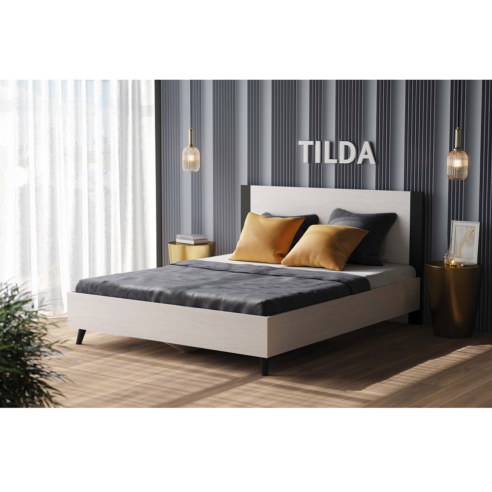 Кровать с ортопедическим основанием (металл) Tilda 140х200, ясень