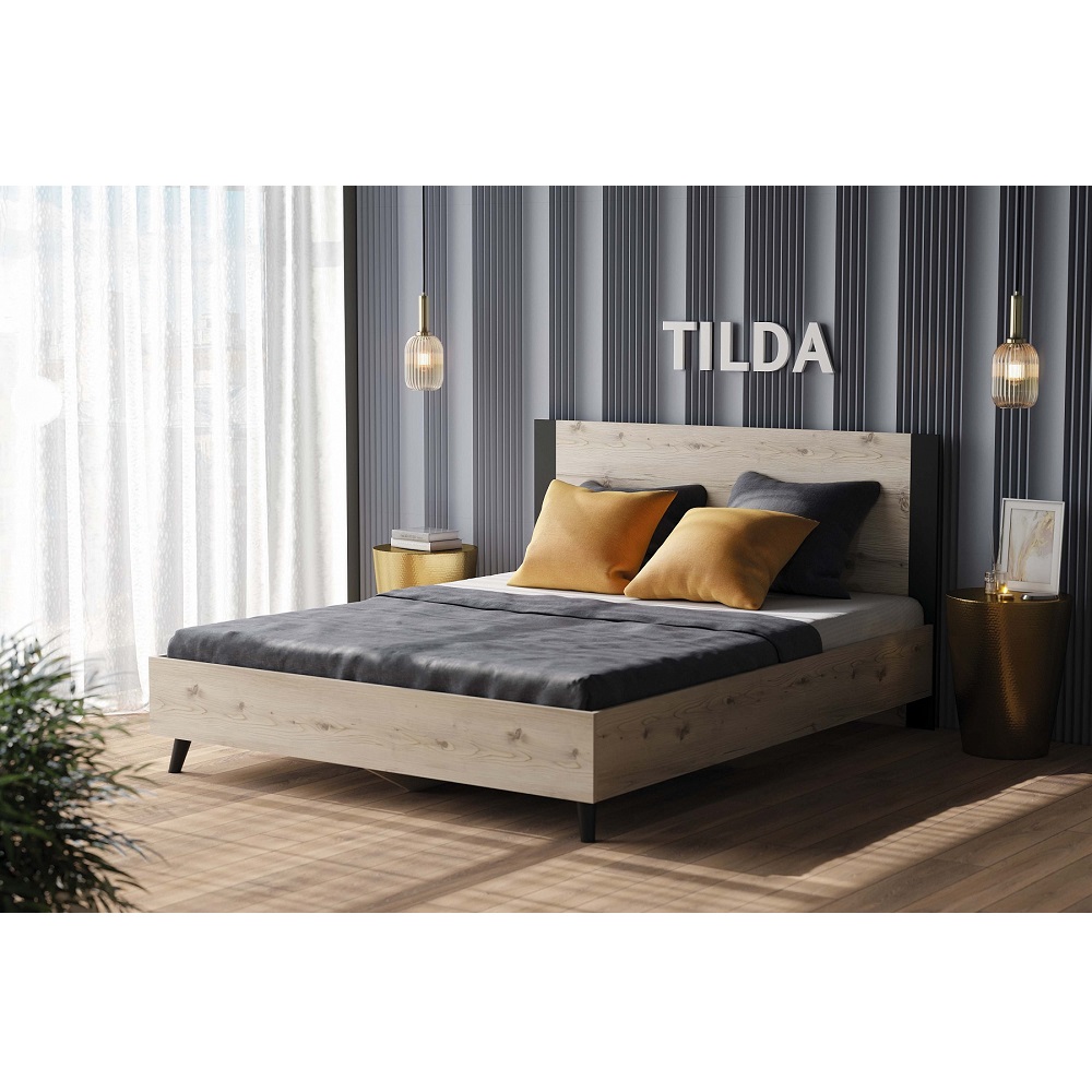 Кровать с ортопедическим основанием (металл) Tilda 140х200, гаскон пайн