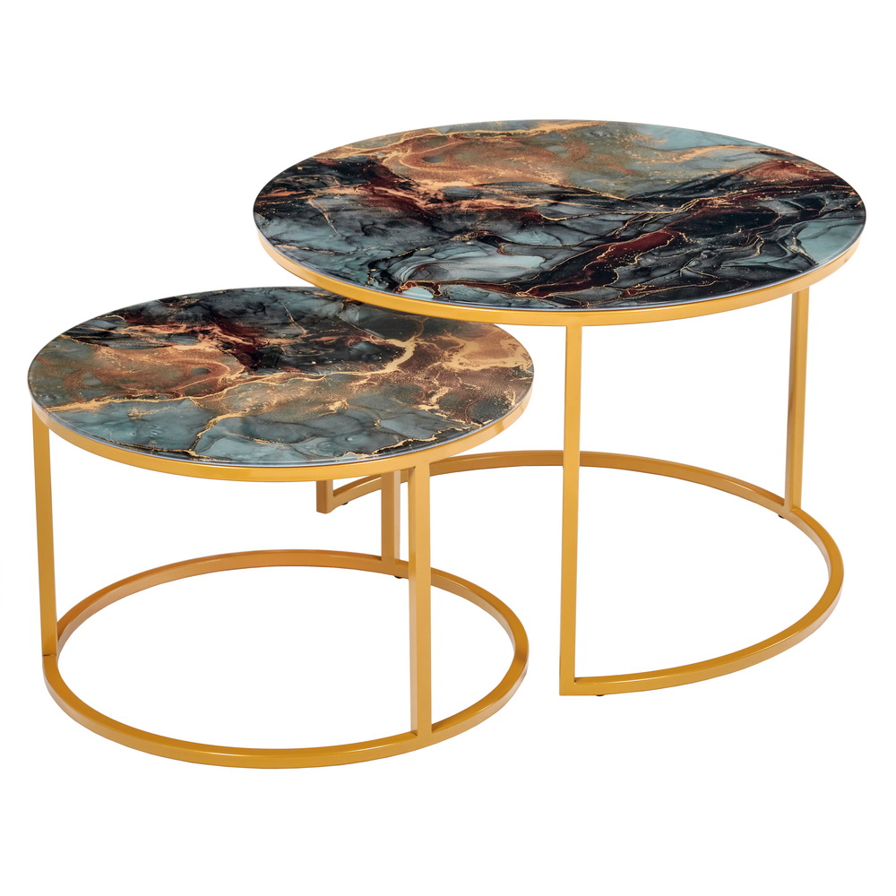 Набор кофейных столиков Bradexhome Tango космический с ножками матовое золото, 2шт