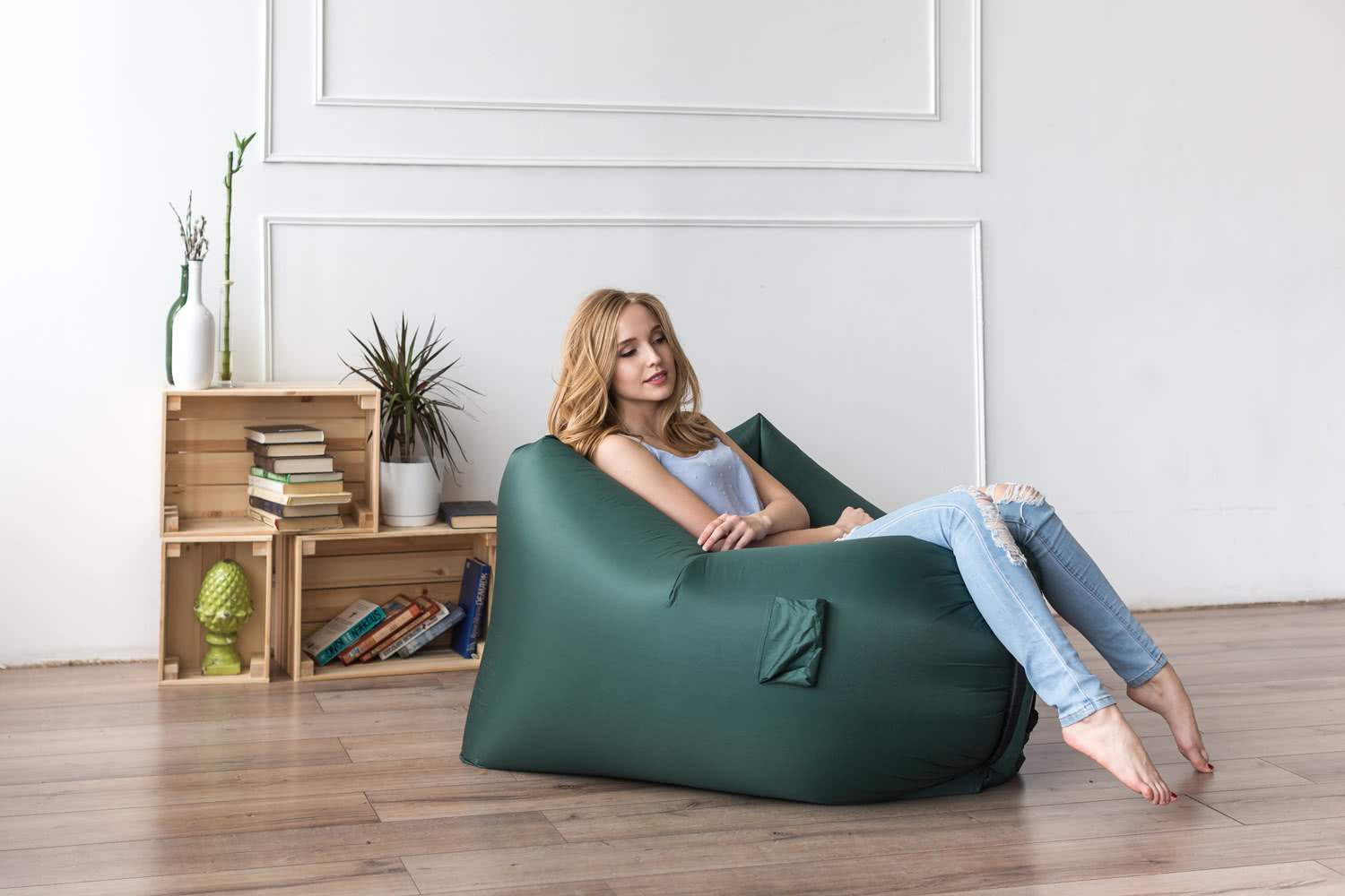 Надувное кресло Airpuf зеленое