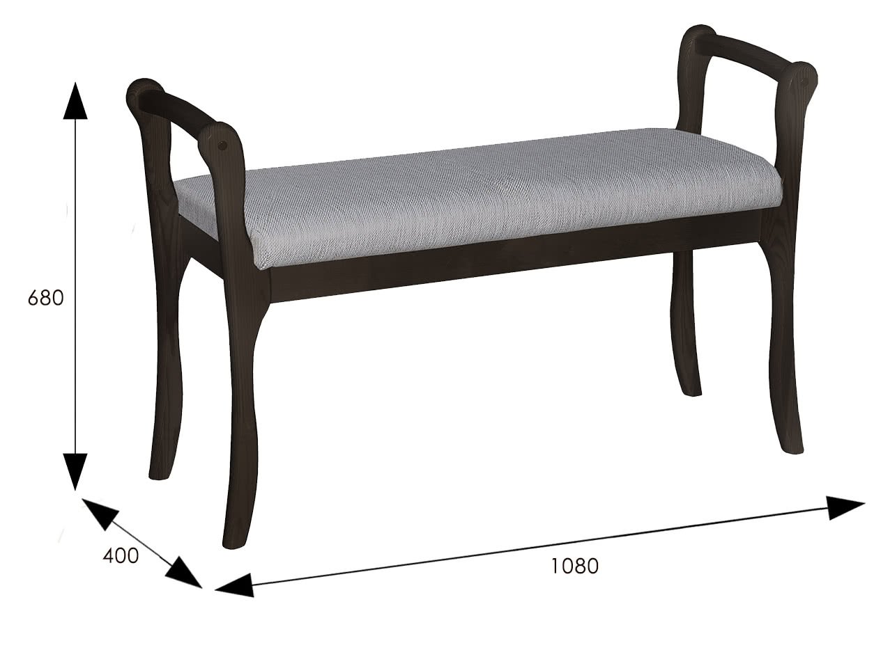 Скамья Мебелик для прихожей с подлокотниками мягкая, Венге/ Серый Венге/ Серый цена — лучшие модели в каталоге