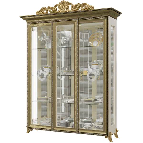 Шкаф Мэри-Мебель Версаль ГВ-04К 3-х дверный с короной № 3 слоновая кость
