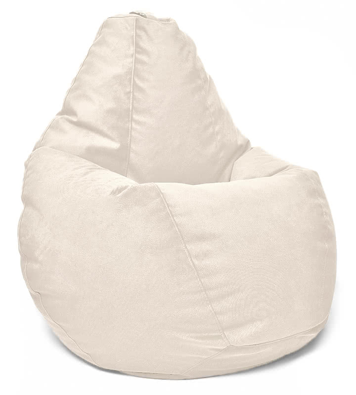 Кресло мешок груша в велюре Maserrati - 02 ваниль XL