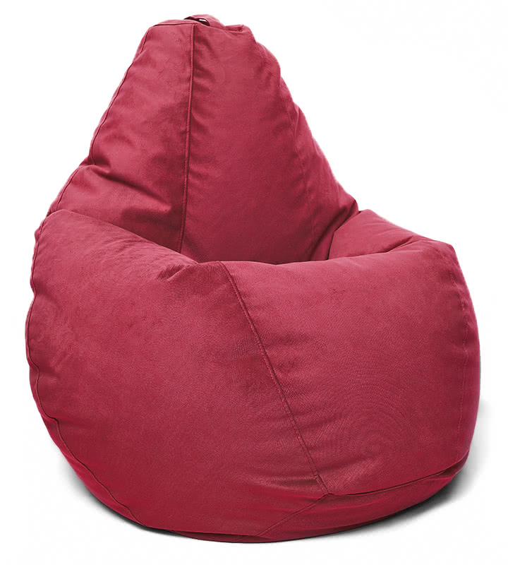Кресло мешок груша в велюре Maserrati - 14 бордовый L