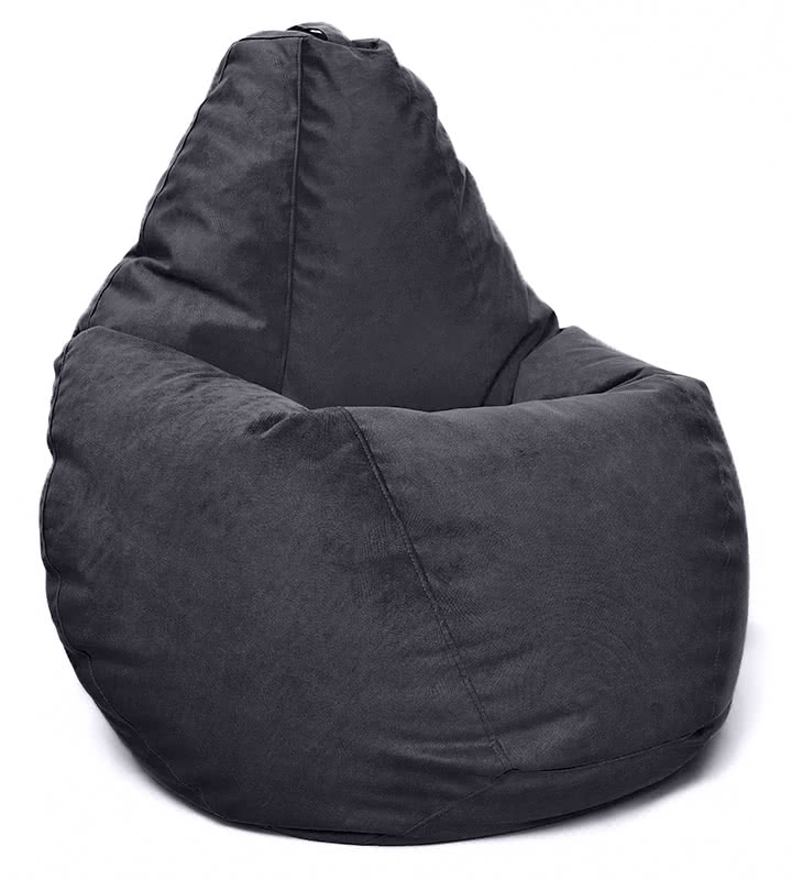 Кресло мешок груша в велюре Maserrati - 20 чёрный L