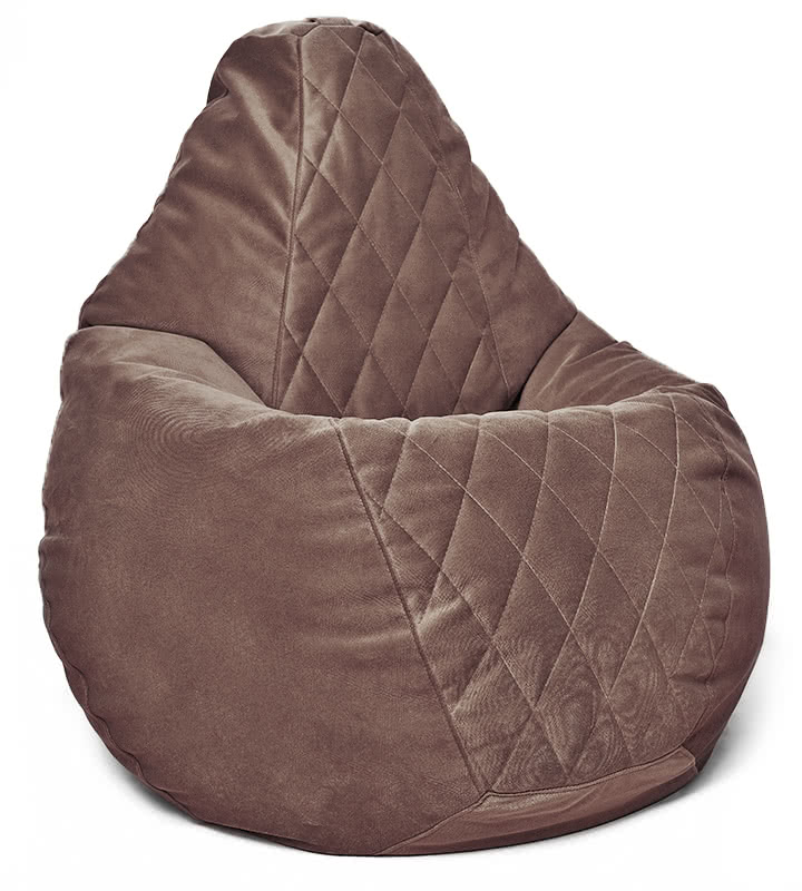Кресло мешок груша в велюре коричневом со стёжкой Maserrati - 09 L