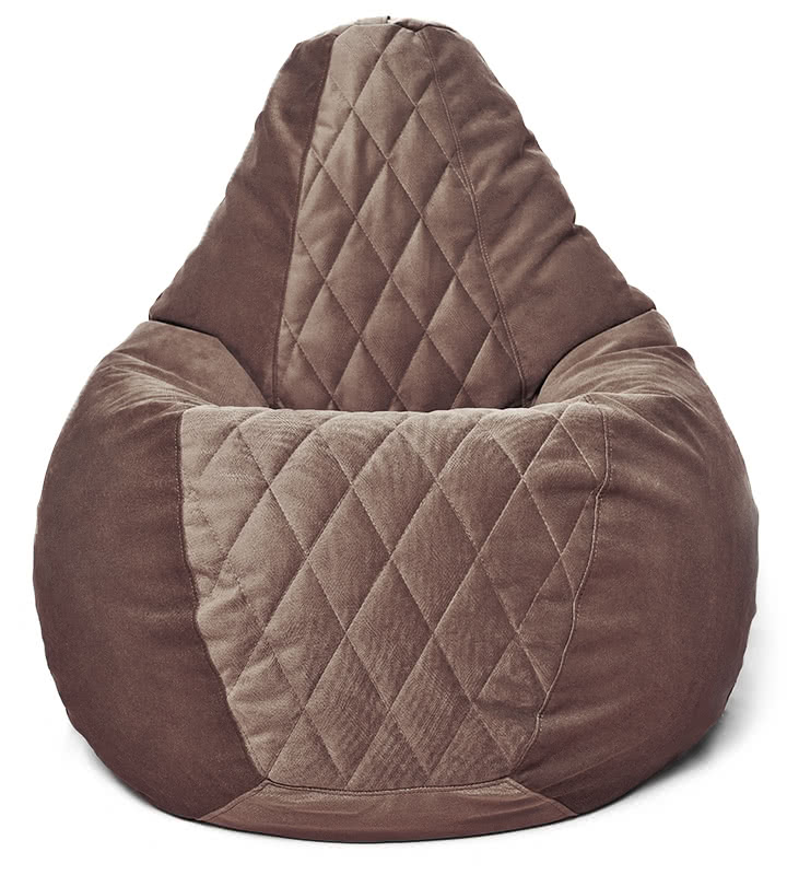 Кресло мешок Relaxline Груша в велюре коричневом со стёжкой Maserrati 09 XXXL
