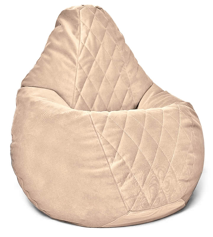 Кресло мешок груша в велюре со стёжкой Maserrati - 04 цвета песок L