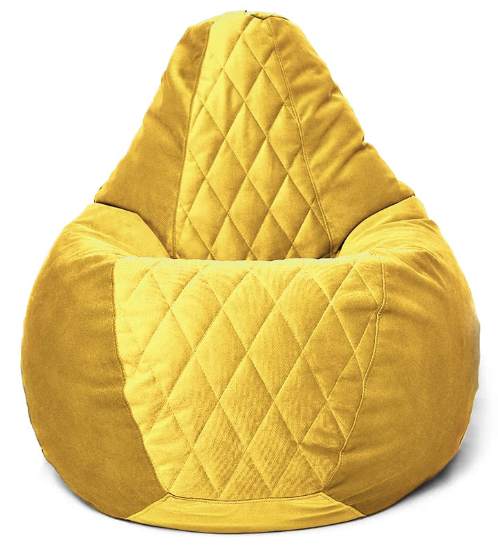 Кресло мешок Relaxline Груша велюр (стёжка) Maserrati 11 жёлтая L