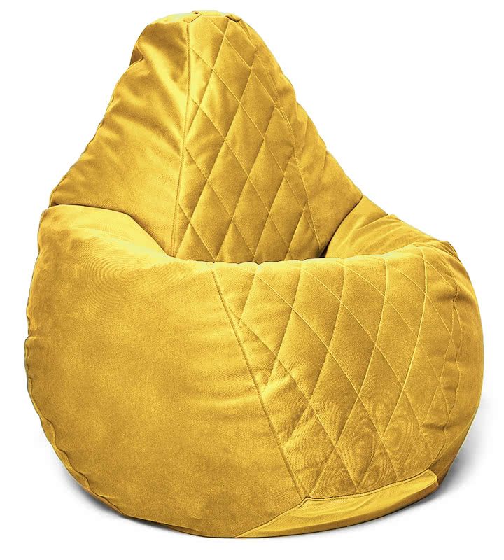 Кресло мешок груша в велюре со стёжкой Maserrati - 11 жёлтая L