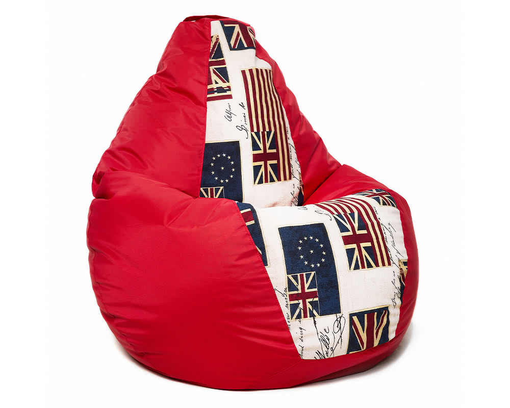 Кресло мешок груша в красном оксфорде с принтом XL