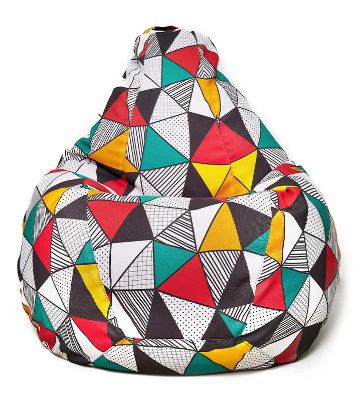 Кресло мешок Relaxline Груша в принте Треугольники XL