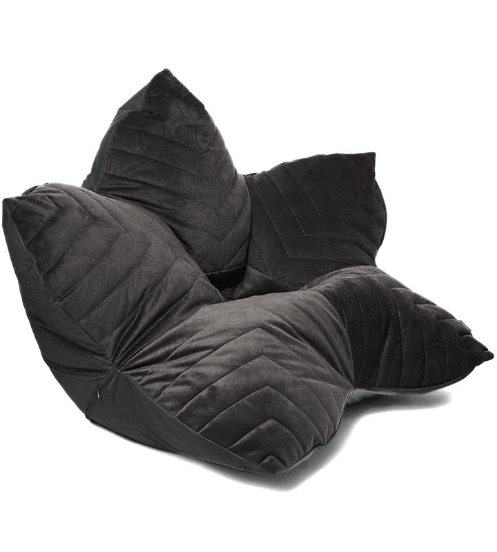 Кресло мешок Цветок в велюре Maserrati - 20 чёрный