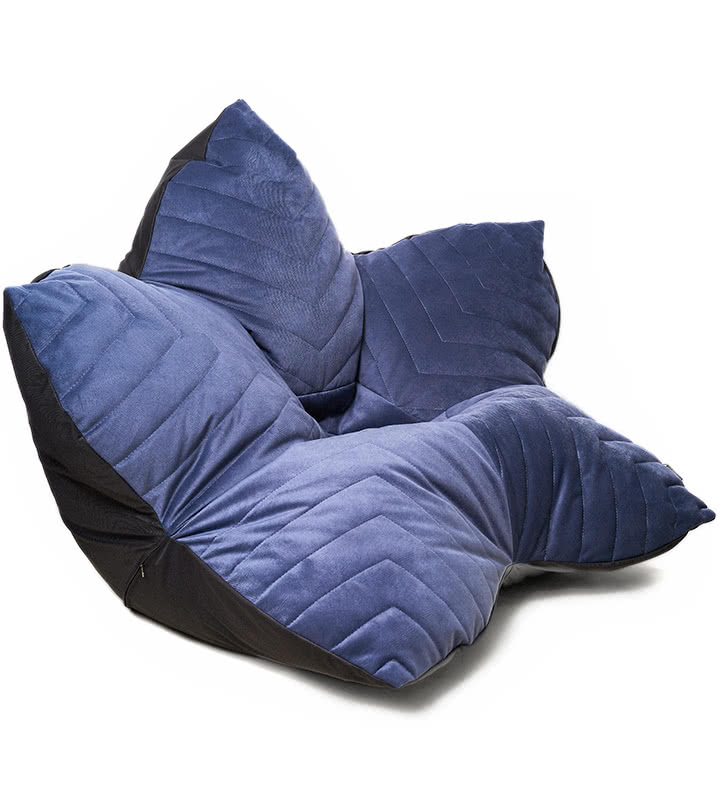 Кресло мешок Цветок в велюре Maserrati - 21 тёмно-синий