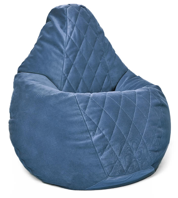 Кресло-мешок груша в велюре со стёжкой Maserati 17 синий L