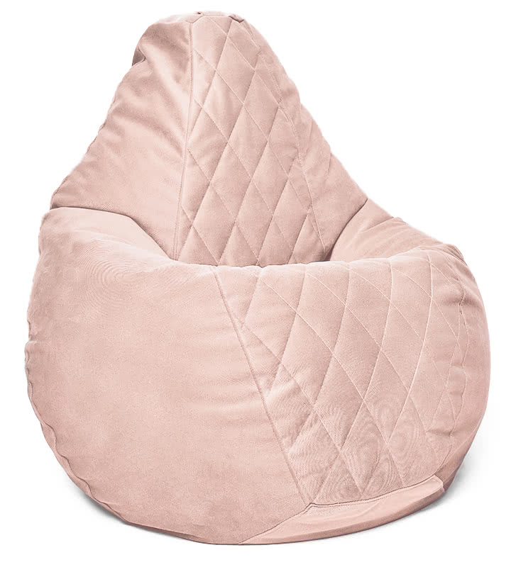 Кресло-мешок груша в велюре со стёжкой Maserrati - 16 пастель роз L