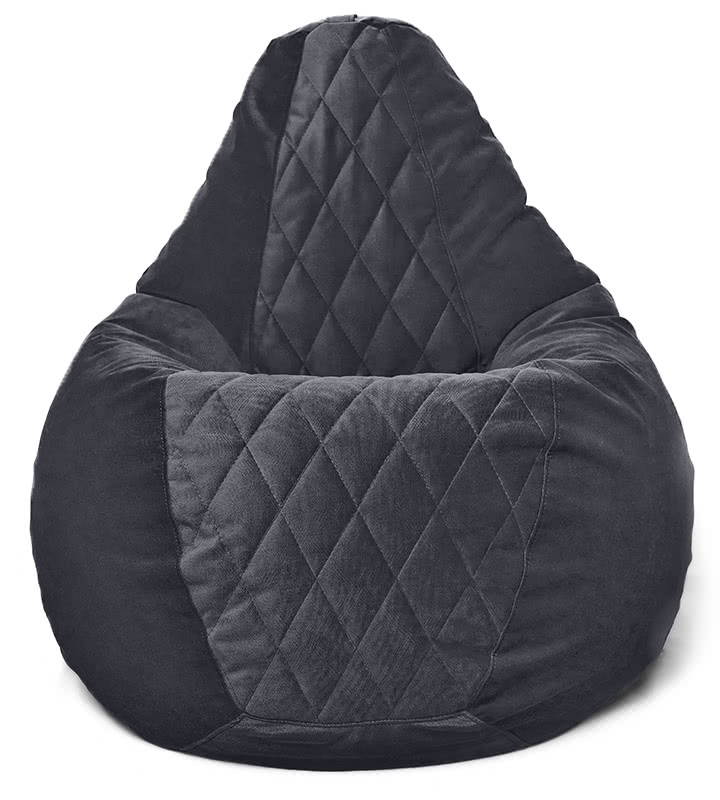 Кресло-мешок Relaxline Груша велюр (стёжка) Maserrati 20 чёрный L