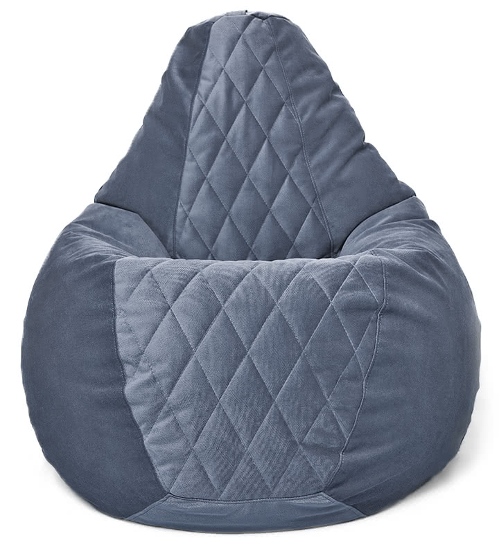 Кресло-мешок Relaxline Груша в велюре со стёжкой Maserrati 21 тёмно-синий XXXL