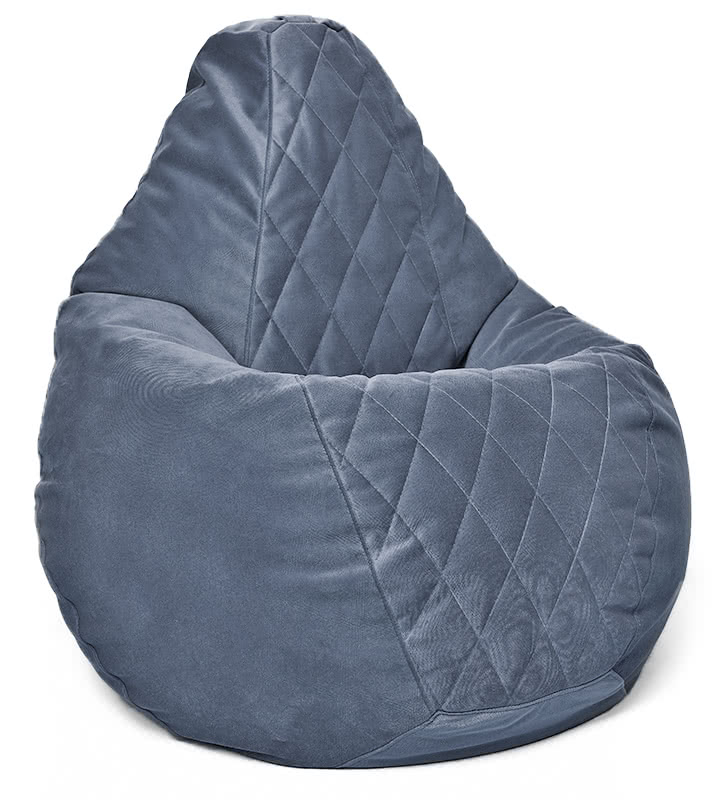 Кресло-мешок груша в велюре со стёжкой Maserrati - 21 тёмно-синий XXXL