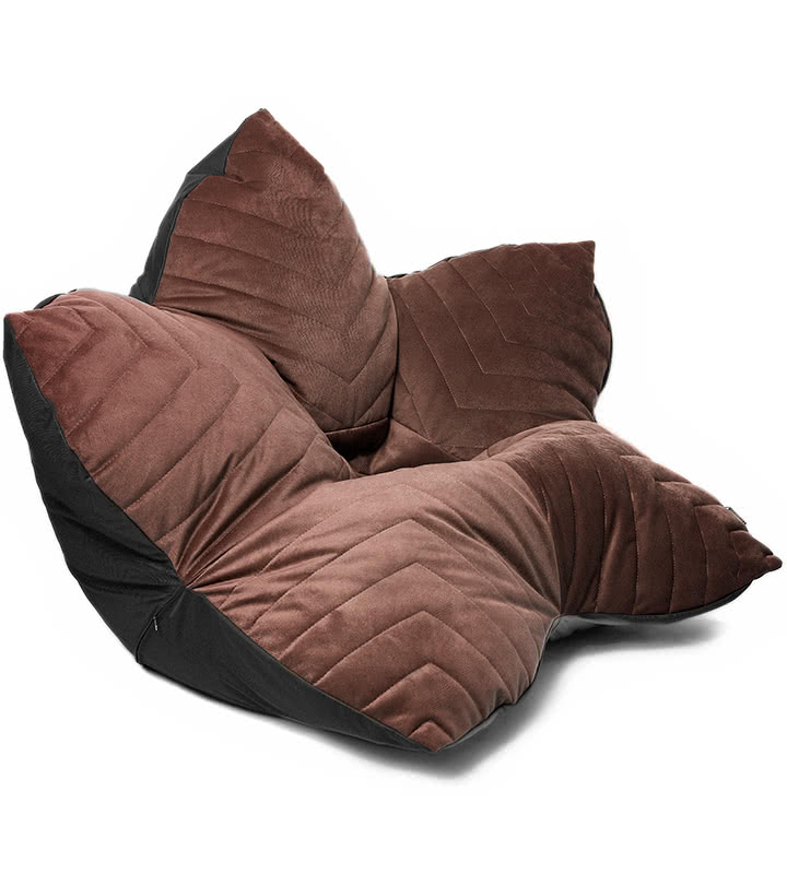 Кресло-мешок Цветок в велюре Maserrati - 09 коричневый