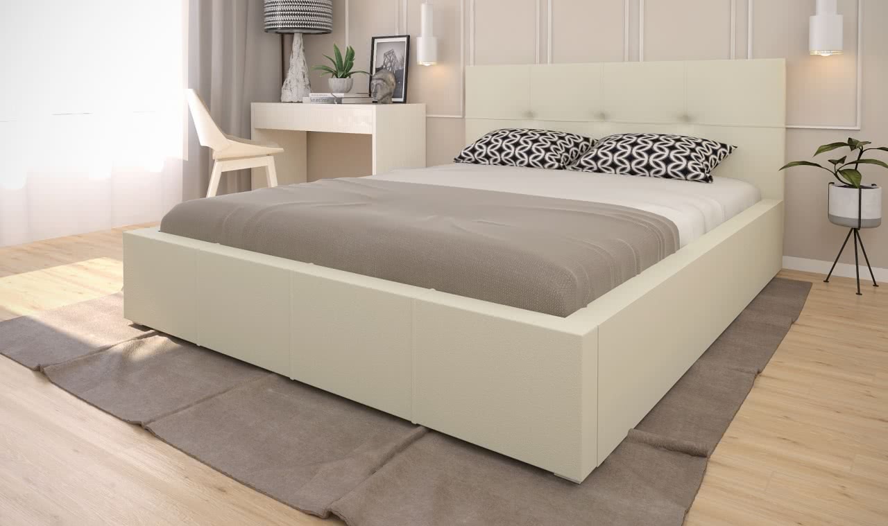Интерьерная кровать Шагус Смарта 1800 Эко-кожа Бежевая цена — лучшие модели в каталоге